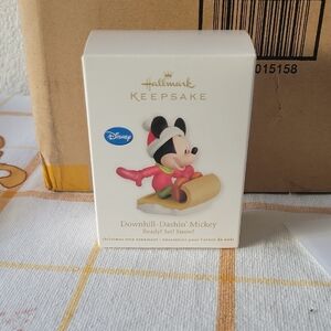 NIB Hallmark Keepsake Mickey Mouse Sledding Ornament